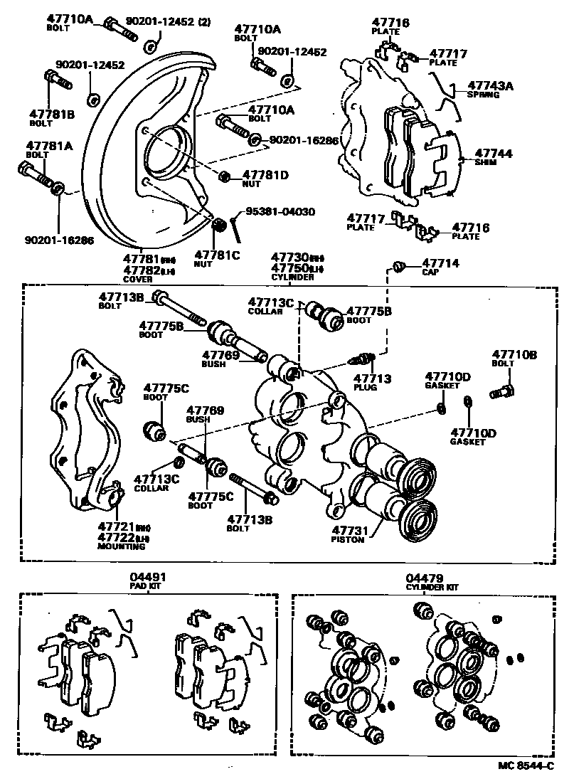 4705 — FRONT DISC BRAKE CALIPER & DUST COVER
