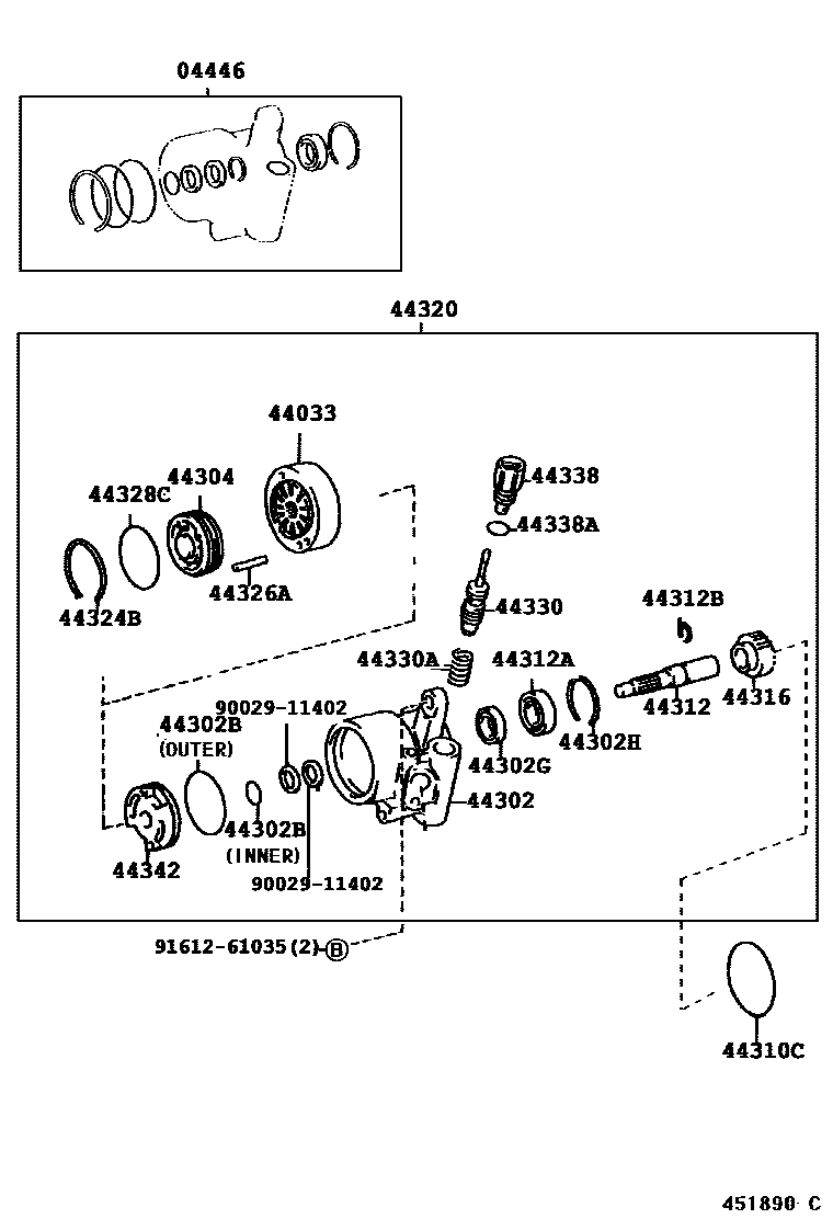 4502 — VANE PUMP & RESERVOIR (POWER STEERING)