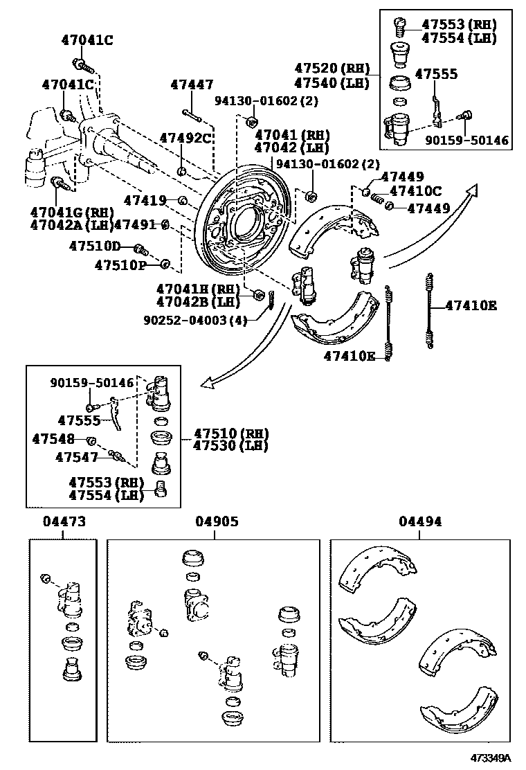 4704 — FRONT DRUM BRAKE WHEEL CYLINDER & BACKING PLATE