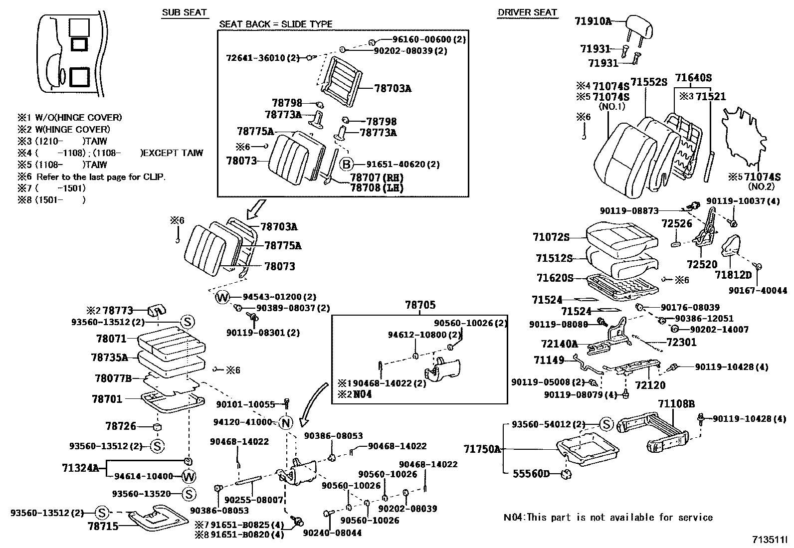 7151 — SEAT & SEAT TRACK