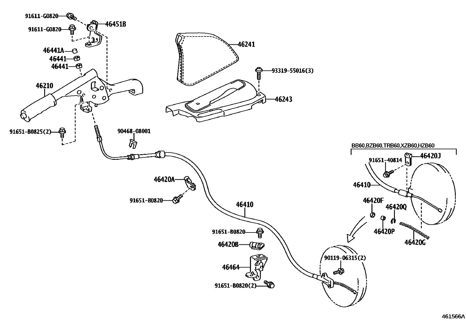 4601 — PARKING BRAKE & CABLE