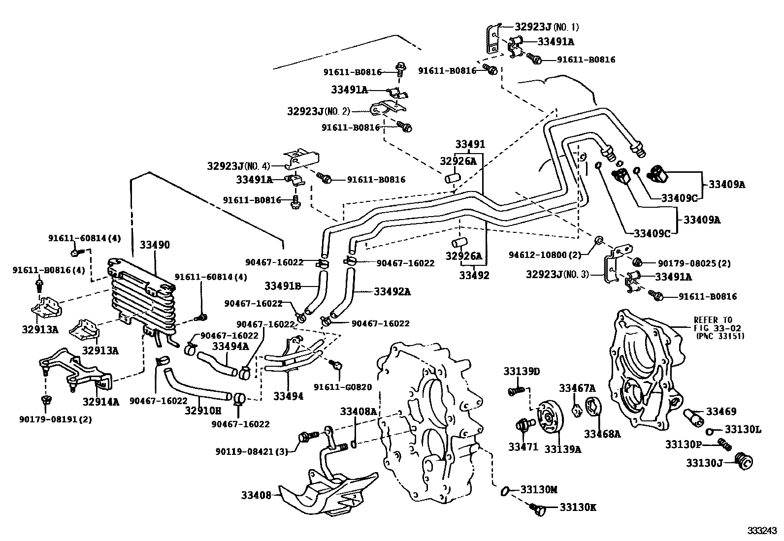 3308 — OIL PUMP, OIL COOLER & PIPE (MTM)
