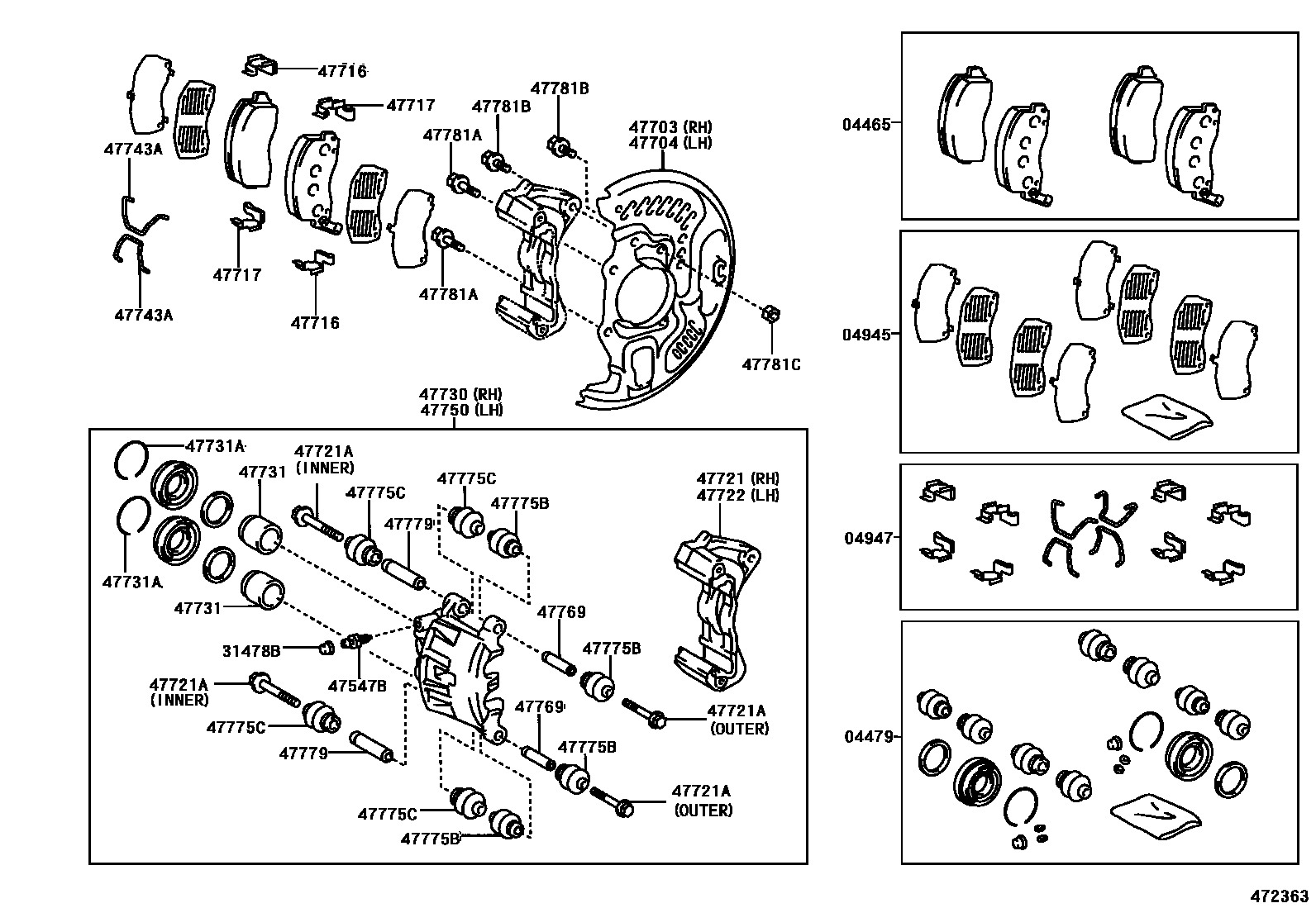 4705 — FRONT DISC BRAKE CALIPER & DUST COVER