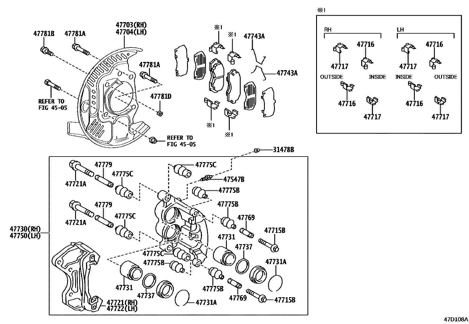 4705 — FRONT DISC BRAKE CALIPER & DUST COVER