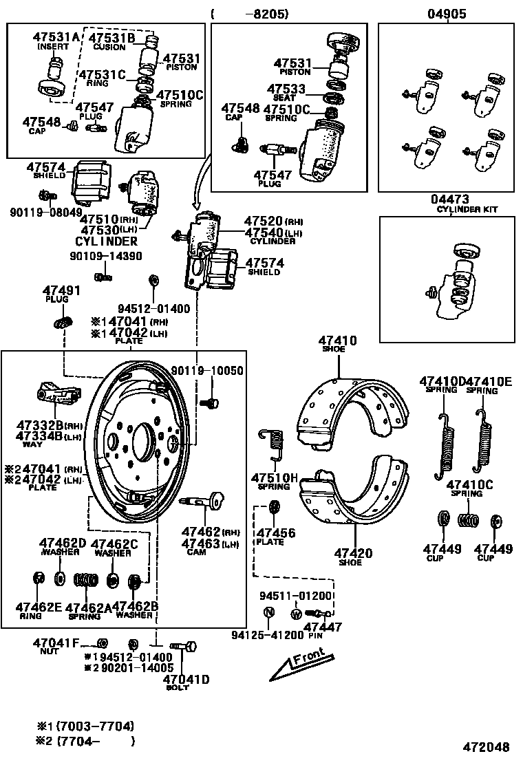 4704 — FRONT DRUM BRAKE WHEEL CYLINDER & BACKING PLATE
