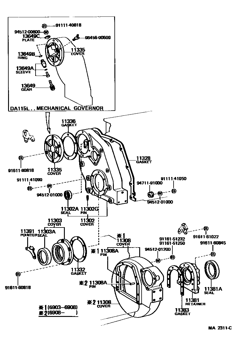 1106 — TIMING GEAR COVER & REAR END PLATE