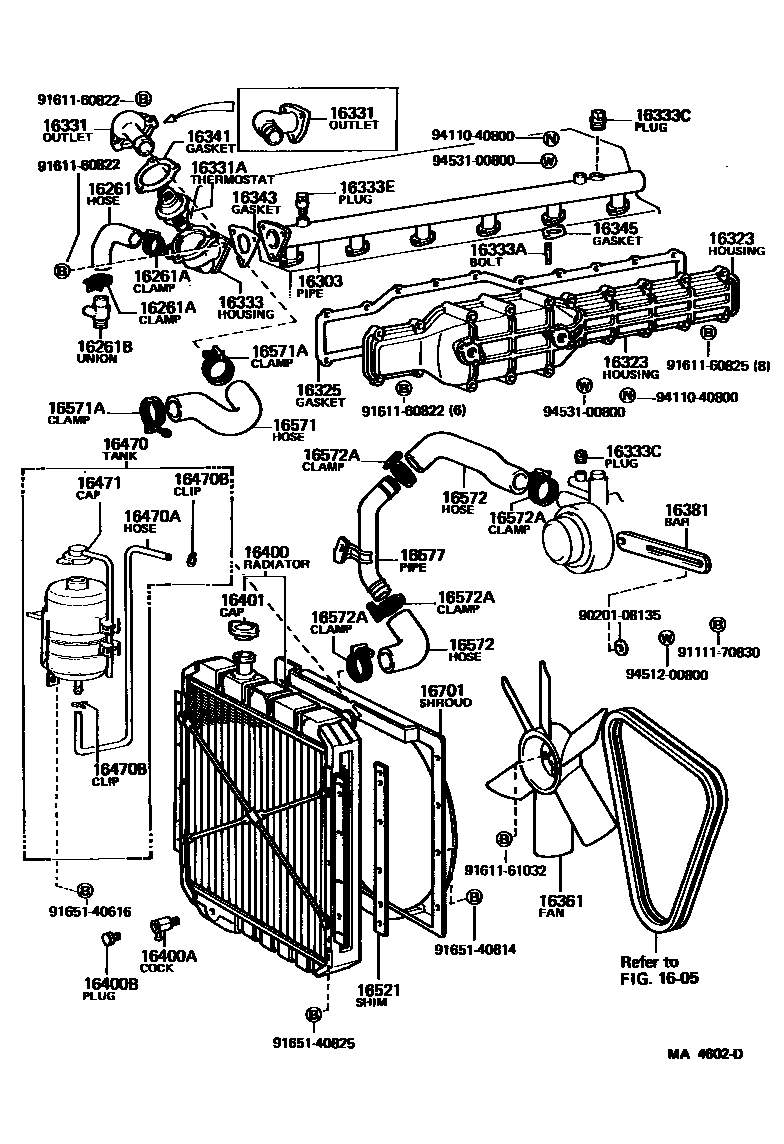 1603 — RADIATOR & WATER OUTLET