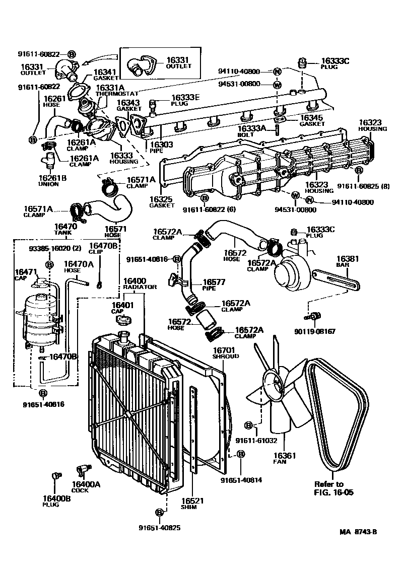 1603 — RADIATOR & WATER OUTLET