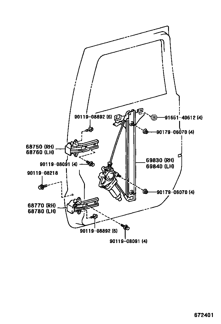 6757 — REAR DOOR WINDOW REGULATOR & HINGE