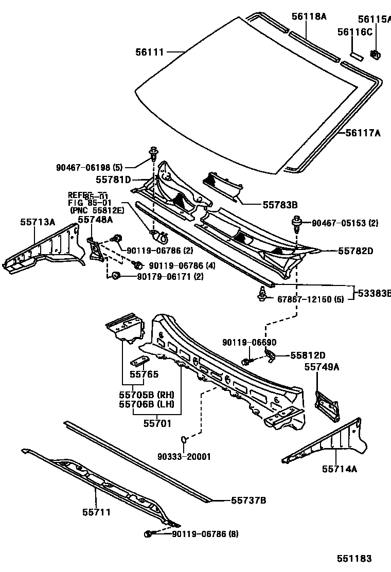 5503 — COWL PANEL & WINDSHIELD GLASS