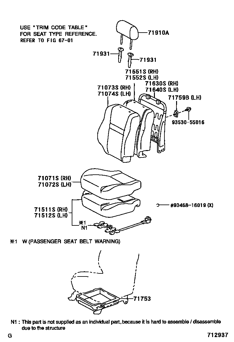 7101 — FRONT SEAT & SEAT TRACK