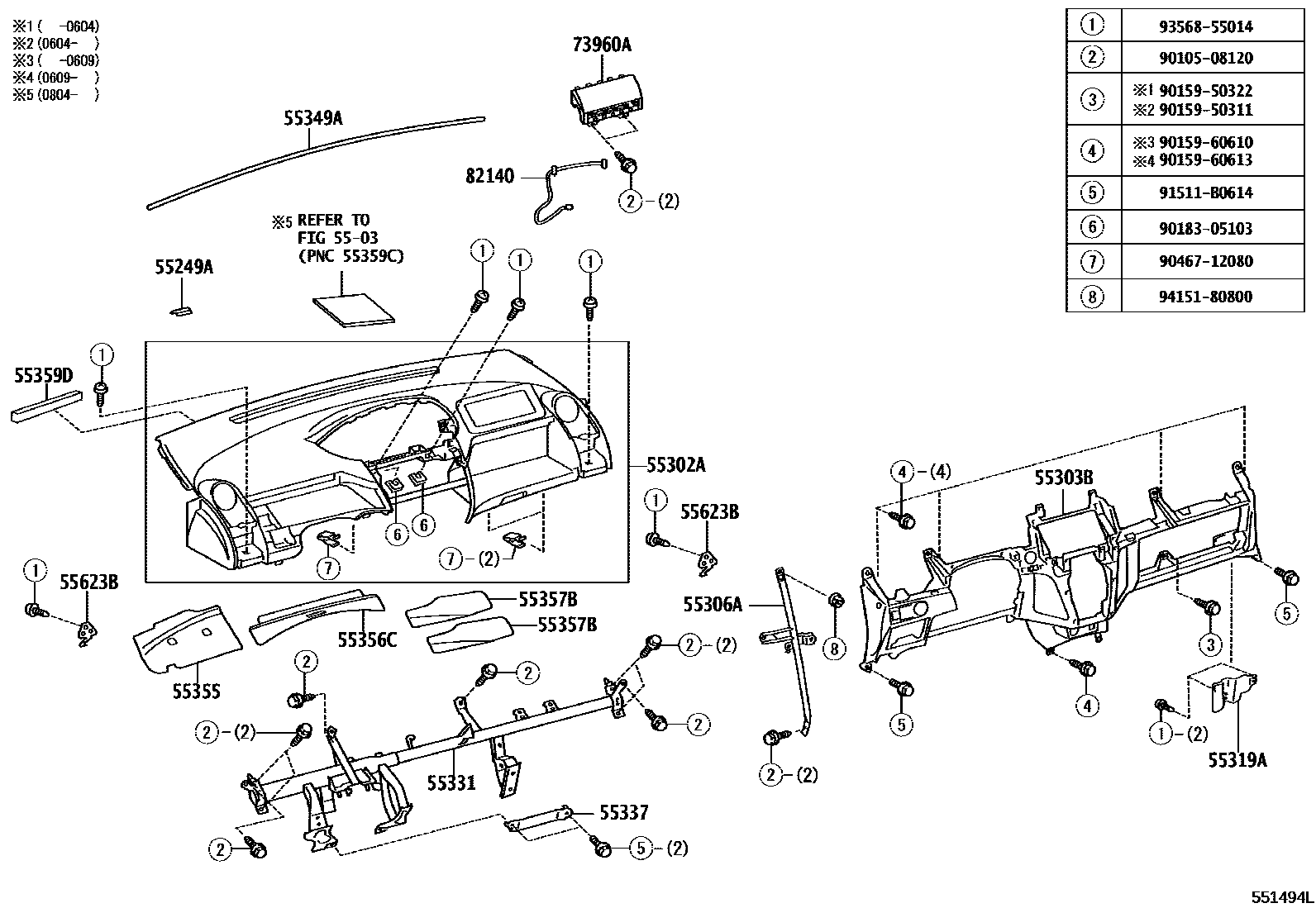 5501 — INSTRUMENT PANEL & GLOVE COMPARTMENT