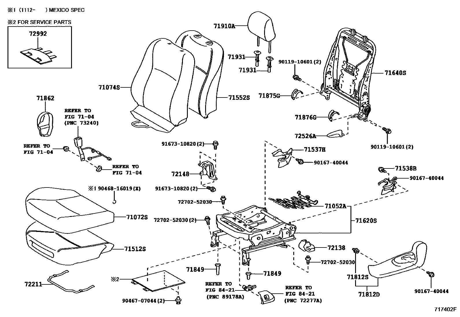 7101 — FRONT SEAT & SEAT TRACK