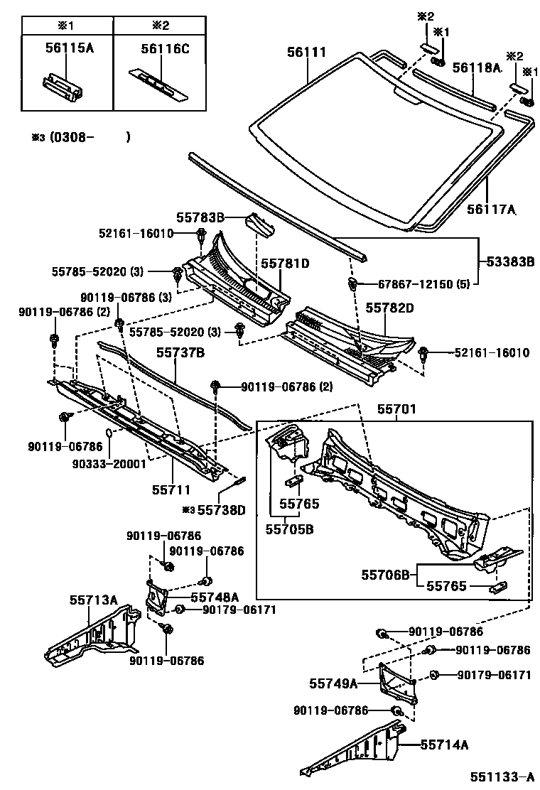 5503 — COWL PANEL & WINDSHIELD GLASS