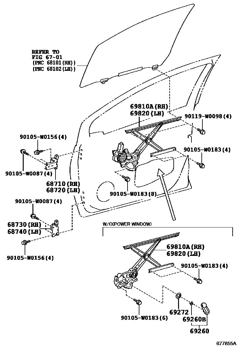 6704 — FRONT DOOR WINDOW REGULATOR & HINGE