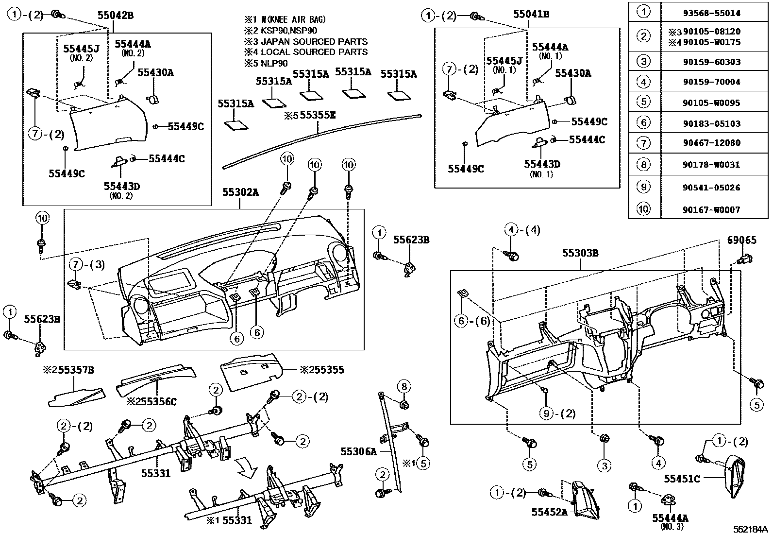 5501 — INSTRUMENT PANEL & GLOVE COMPARTMENT