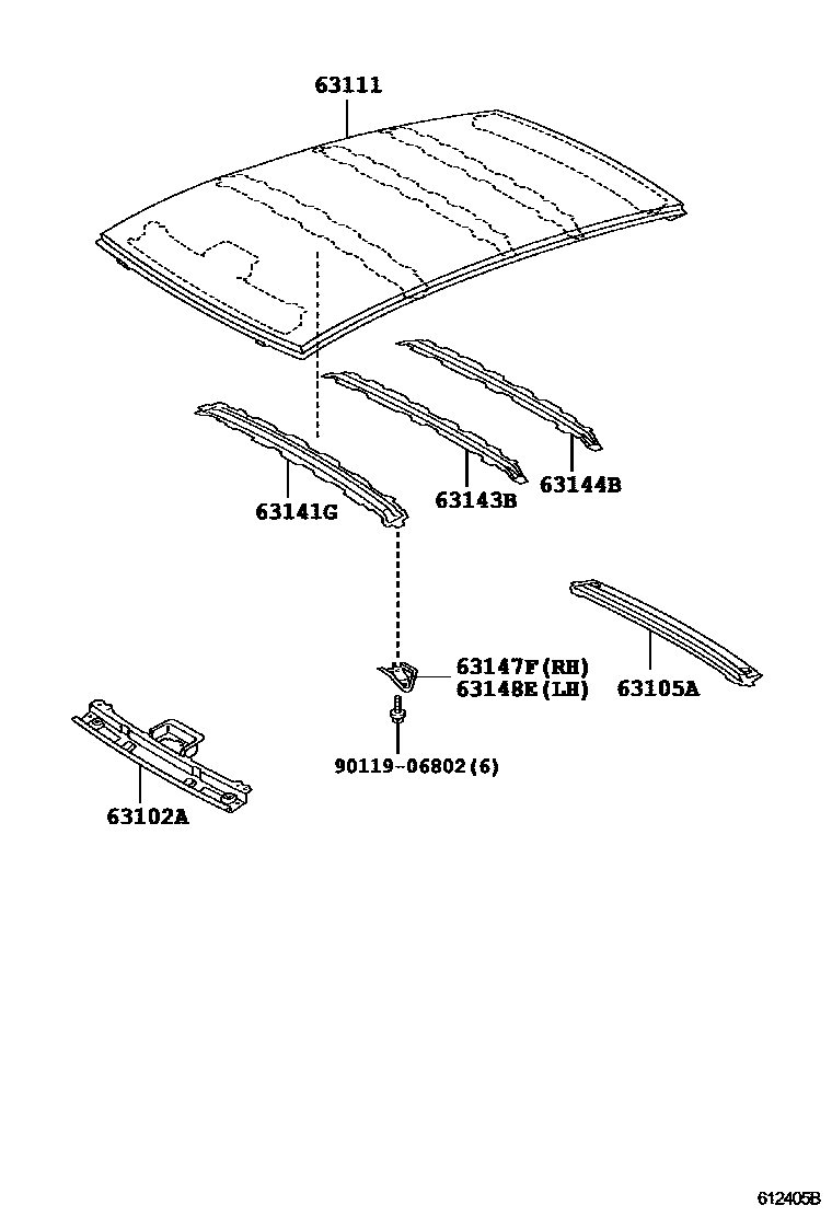 6104 — ROOF PANEL & BACK WINDOW GLASS