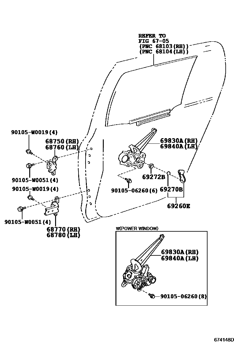 6707 — REAR DOOR WINDOW REGULATOR & HINGE