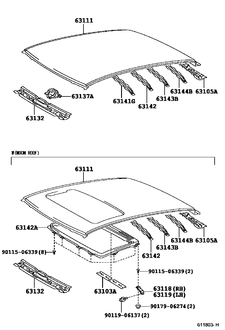 6104 — ROOF PANEL & BACK WINDOW GLASS