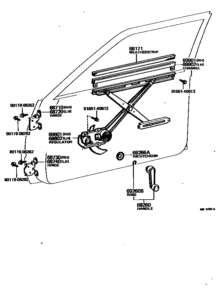 6704 — FRONT DOOR WINDOW REGULATOR & HINGE