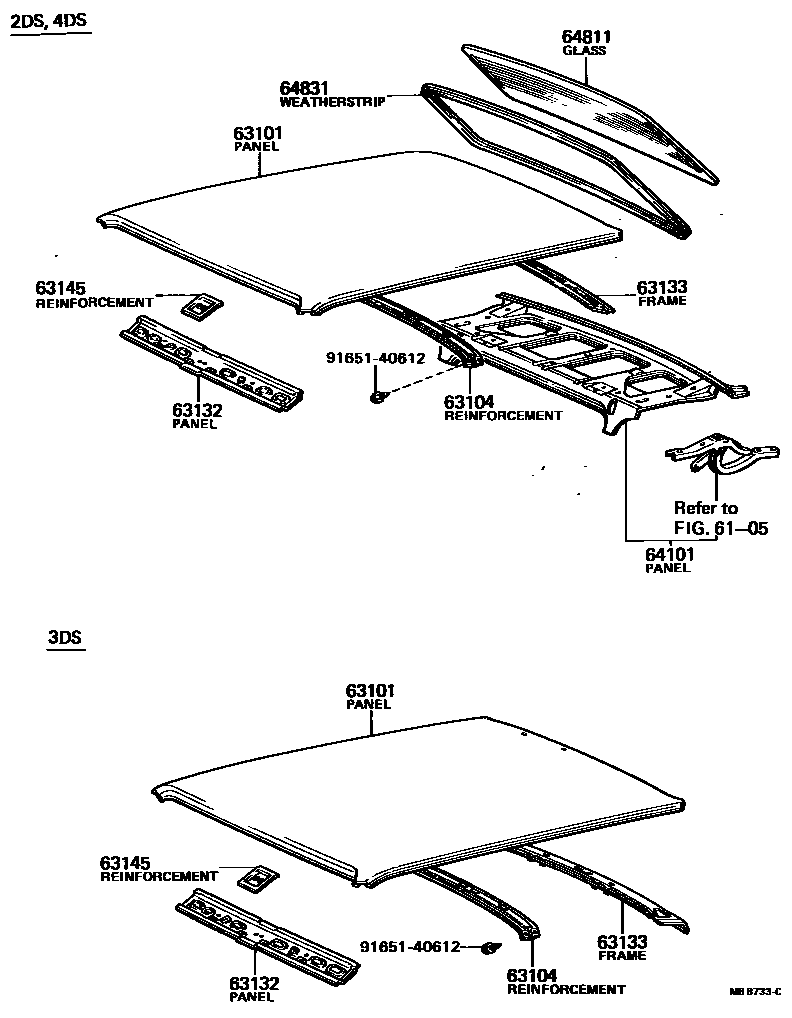 6104 — ROOF PANEL & BACK WINDOW GLASS