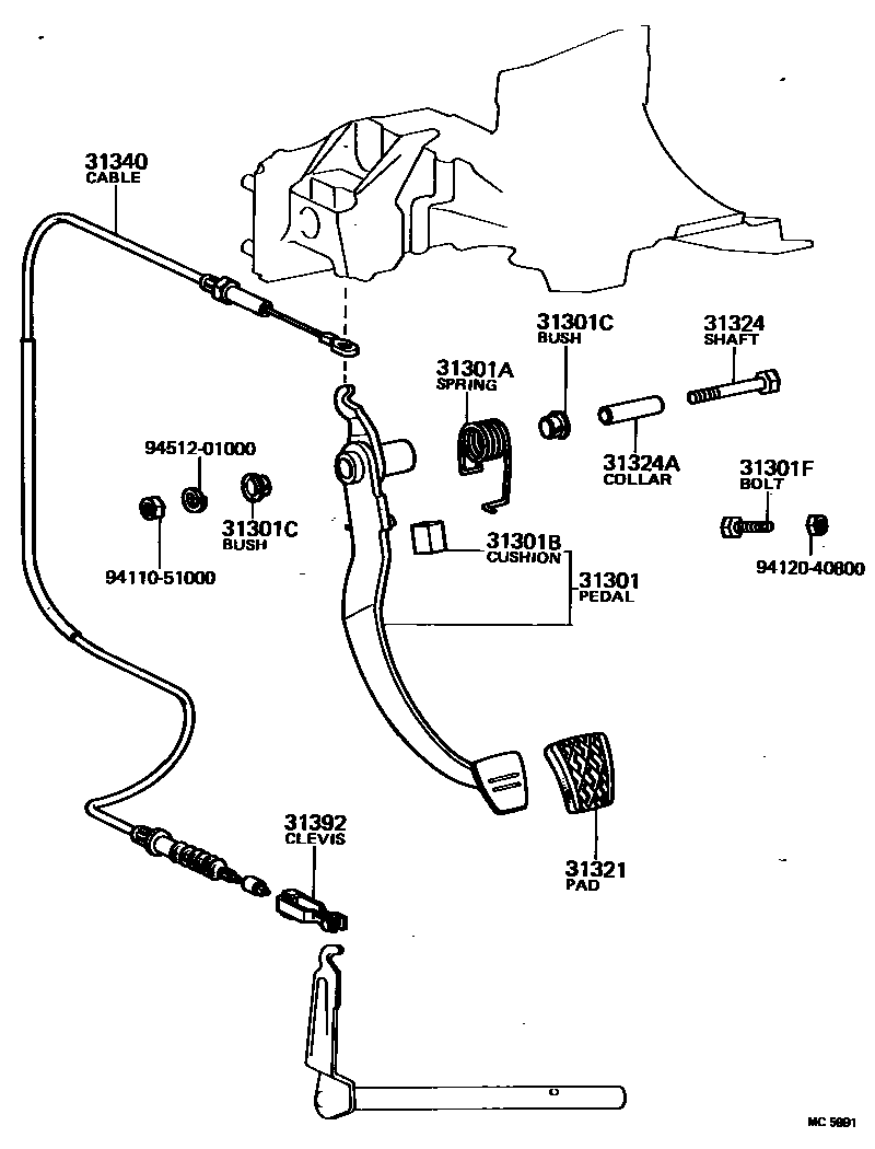3102 — CLUTCH PEDAL & FLEXIBLE HOSE