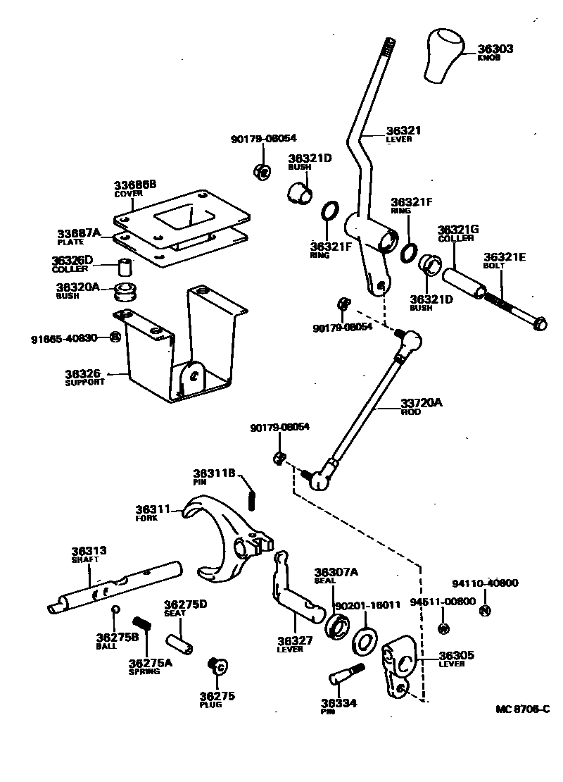 3611 — TRANSFER LEVER & SHIFT ROD