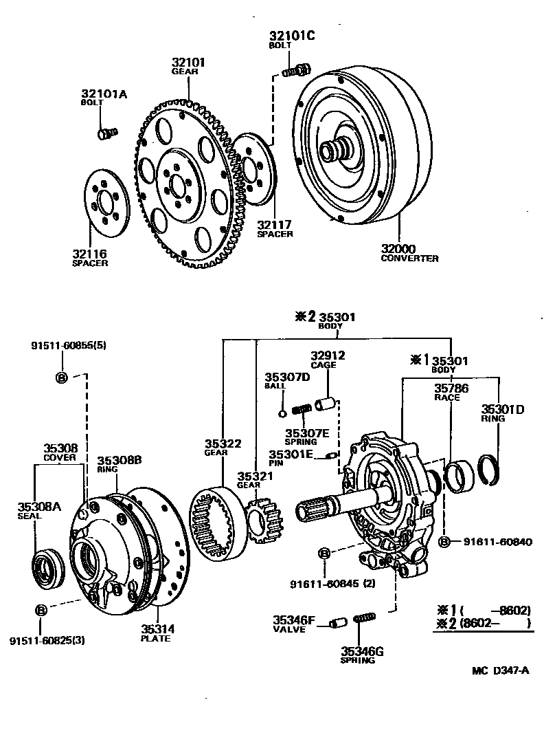 3502 — TORQUE CONVERTER, FRONT OIL PUMP & CHAIN (ATM)