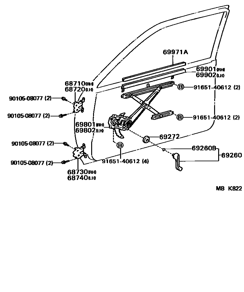6704 — FRONT DOOR WINDOW REGULATOR & HINGE