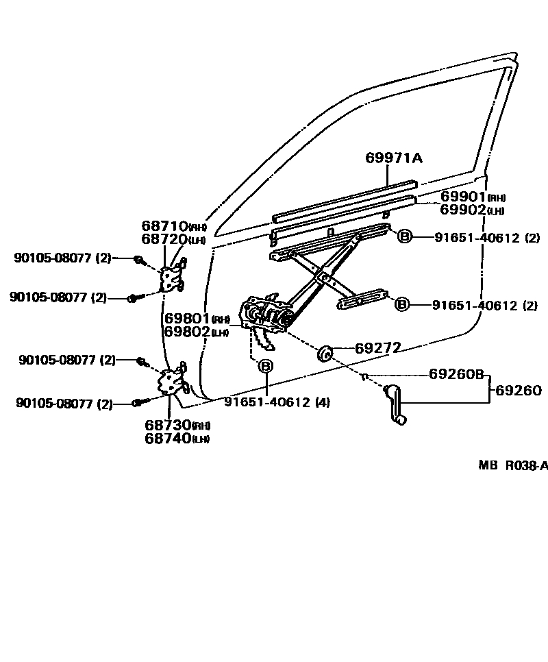 6704 — FRONT DOOR WINDOW REGULATOR & HINGE