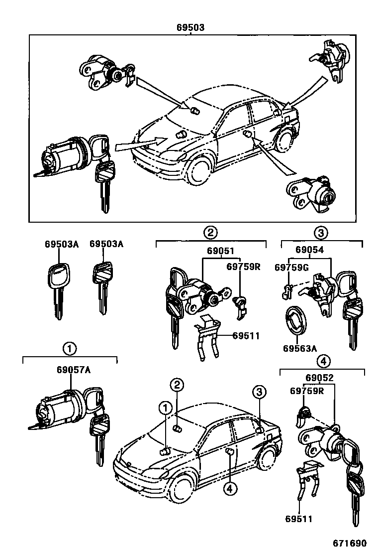 6712 — LOCK CYLINDER SET