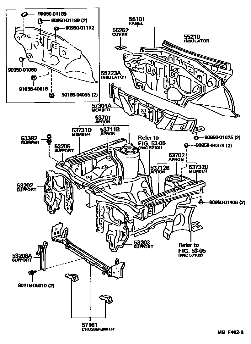 5304 — FRONT FENDER APRON & DASH PANEL