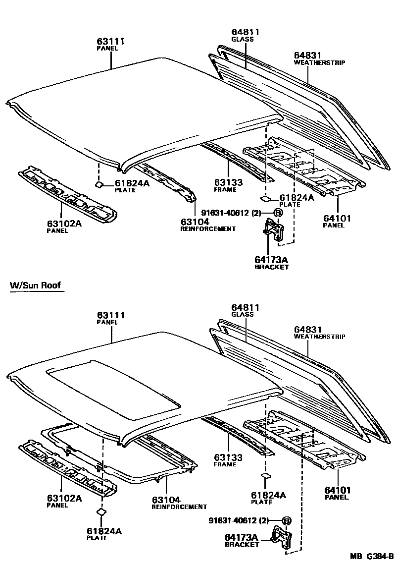 6104 — ROOF PANEL & BACK WINDOW GLASS