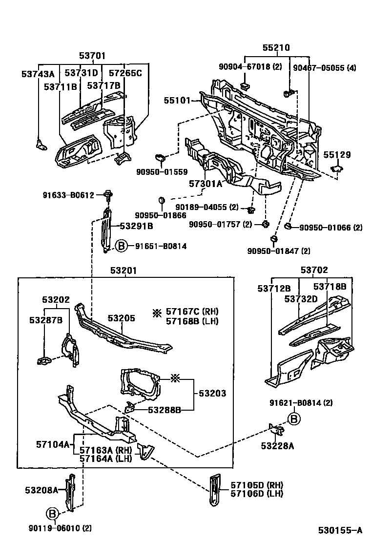 5304 — FRONT FENDER APRON & DASH PANEL