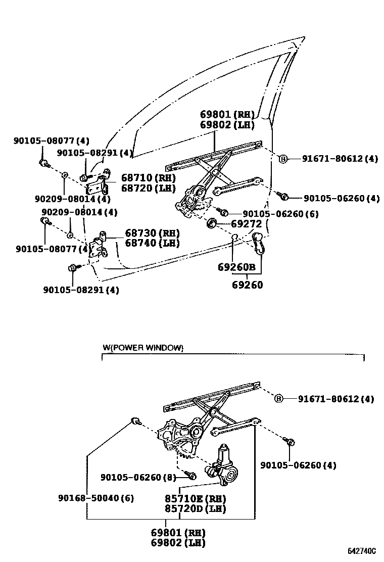 6704 — FRONT DOOR WINDOW REGULATOR & HINGE