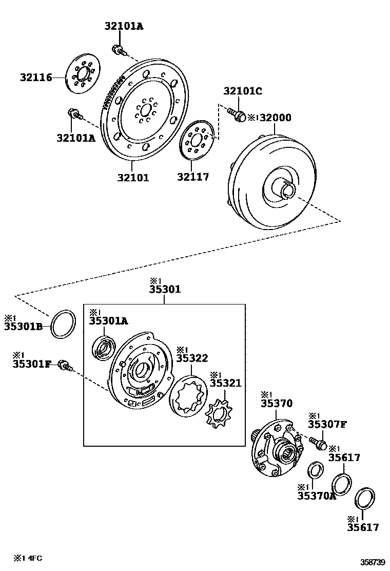 3502 — TORQUE CONVERTER, FRONT OIL PUMP & CHAIN (ATM)
