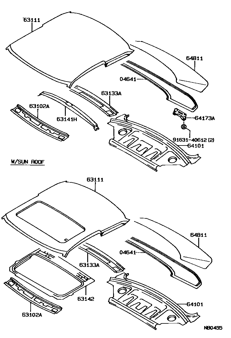 6104 — ROOF PANEL & BACK WINDOW GLASS
