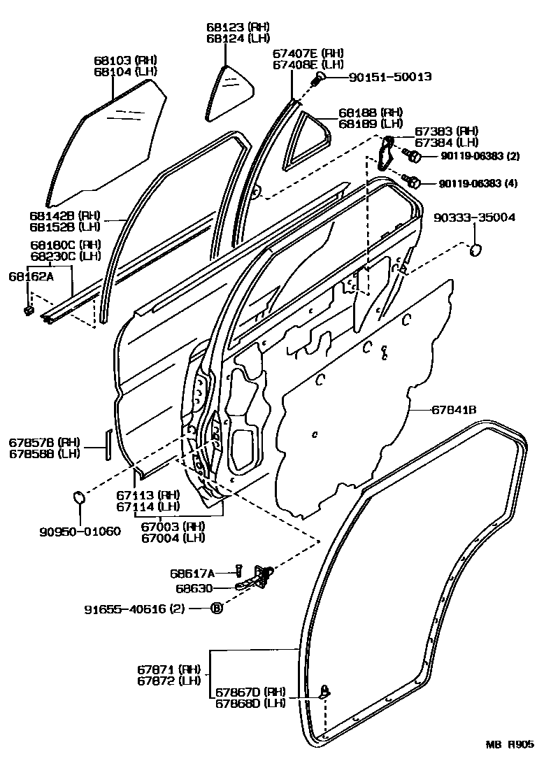 6705 — REAR DOOR PANEL & GLASS