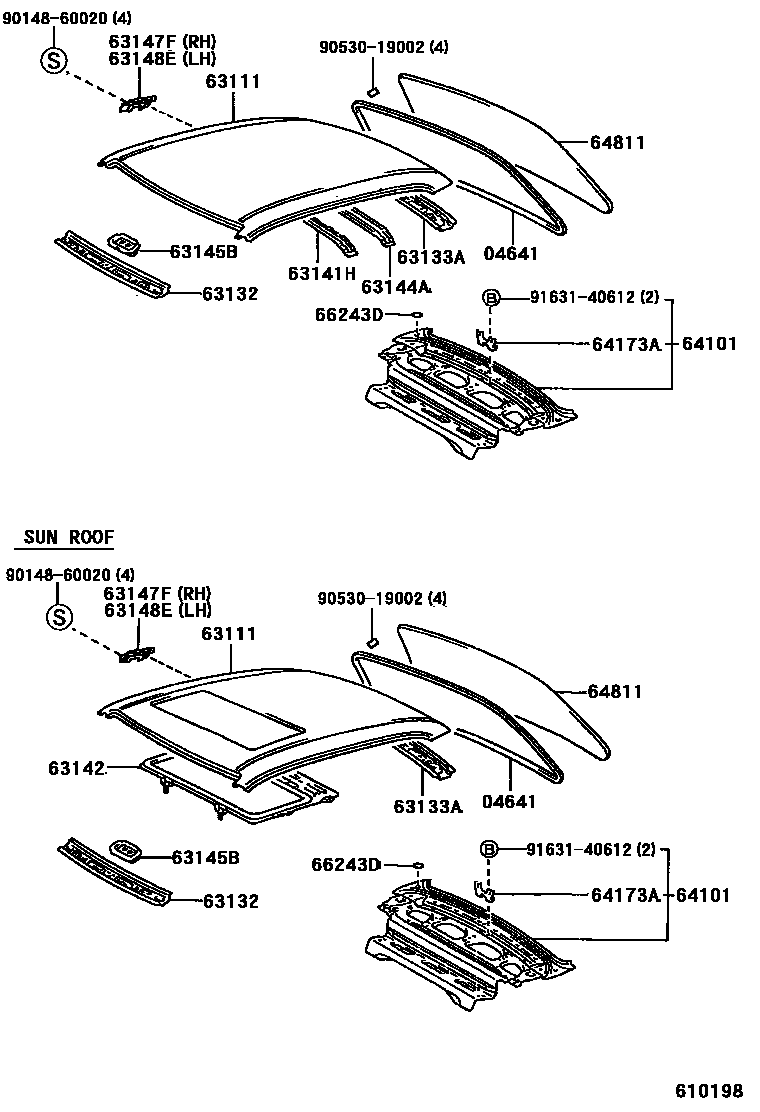 6104 — ROOF PANEL & BACK WINDOW GLASS
