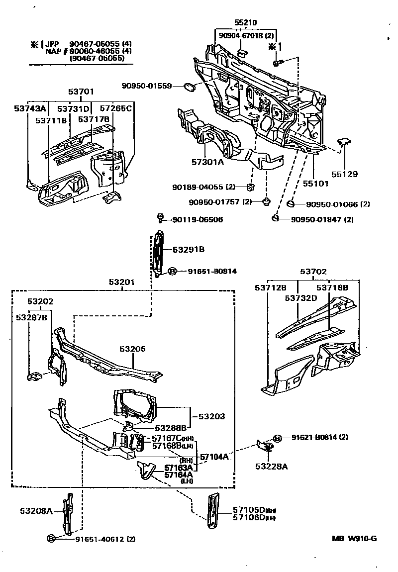 5304 — FRONT FENDER APRON & DASH PANEL
