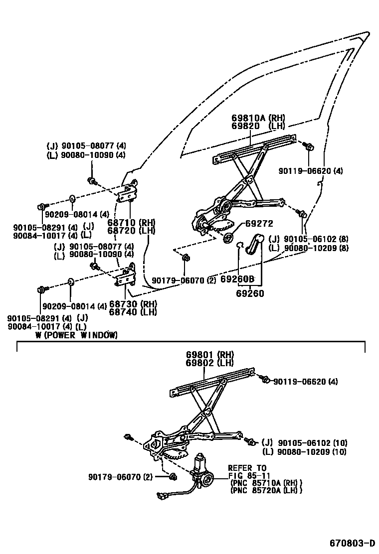 6704 — FRONT DOOR WINDOW REGULATOR & HINGE