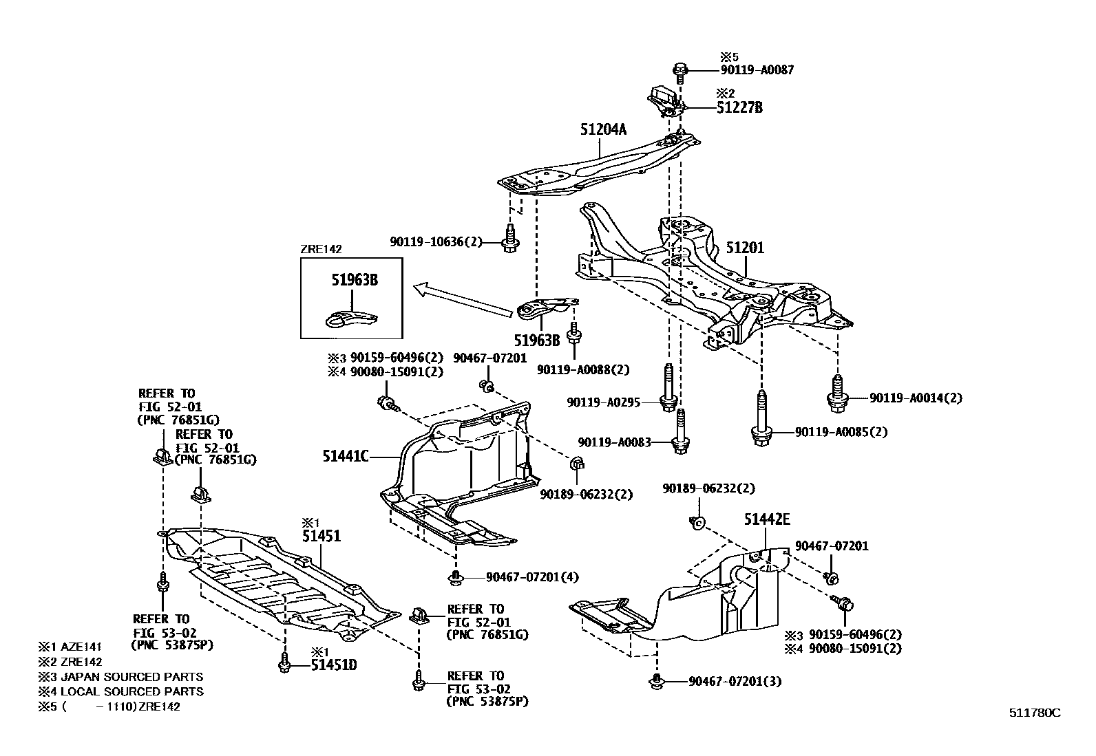 5102 — SUSPENSION CROSSMEMBER & UNDER COVER