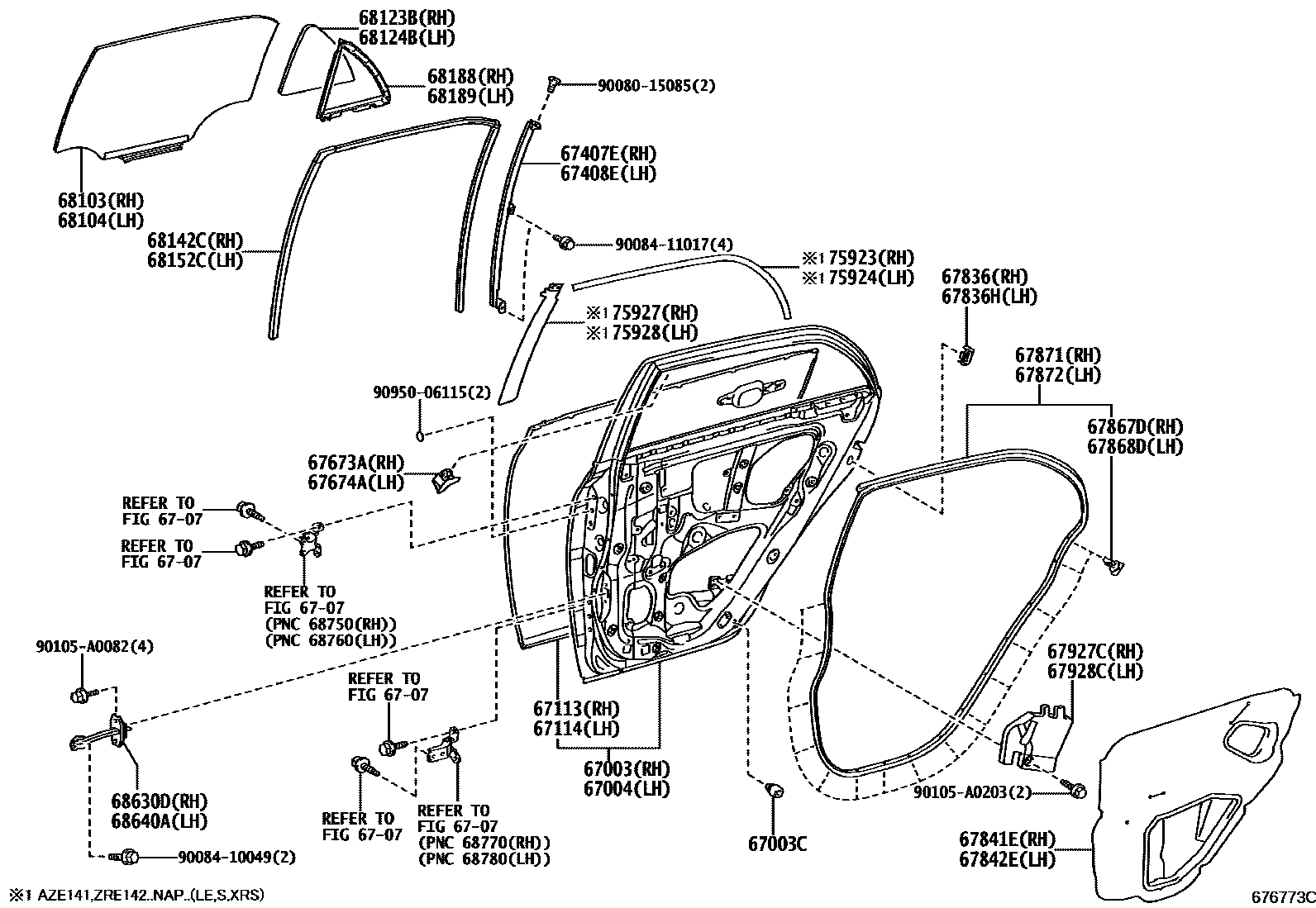 6705 — REAR DOOR PANEL & GLASS