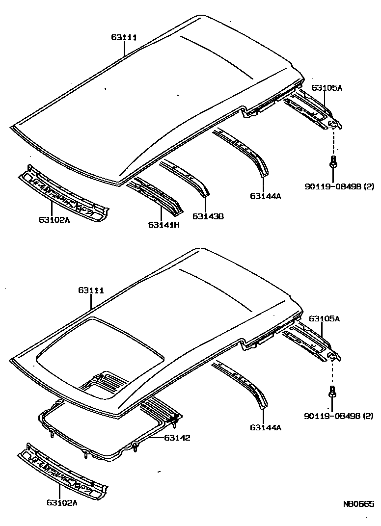 6104 — ROOF PANEL & BACK WINDOW GLASS