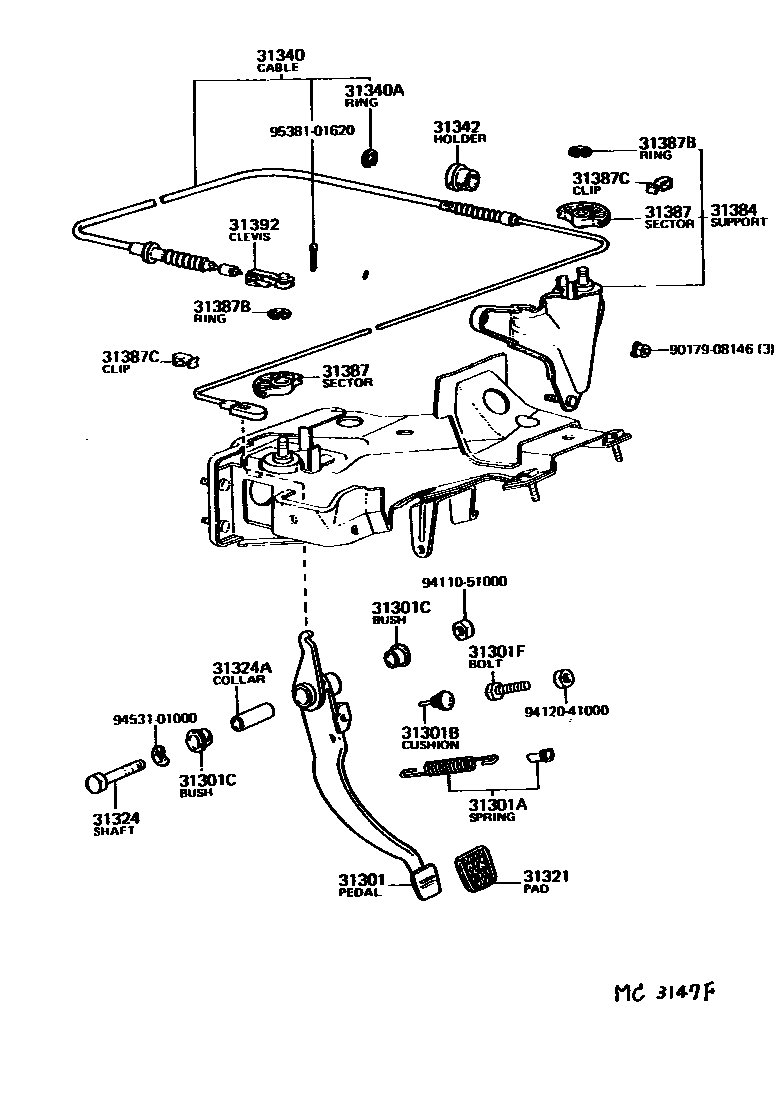 3102 — CLUTCH PEDAL & FLEXIBLE HOSE
