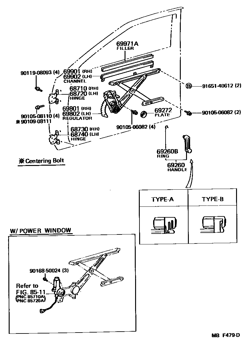 6704 — FRONT DOOR WINDOW REGULATOR & HINGE