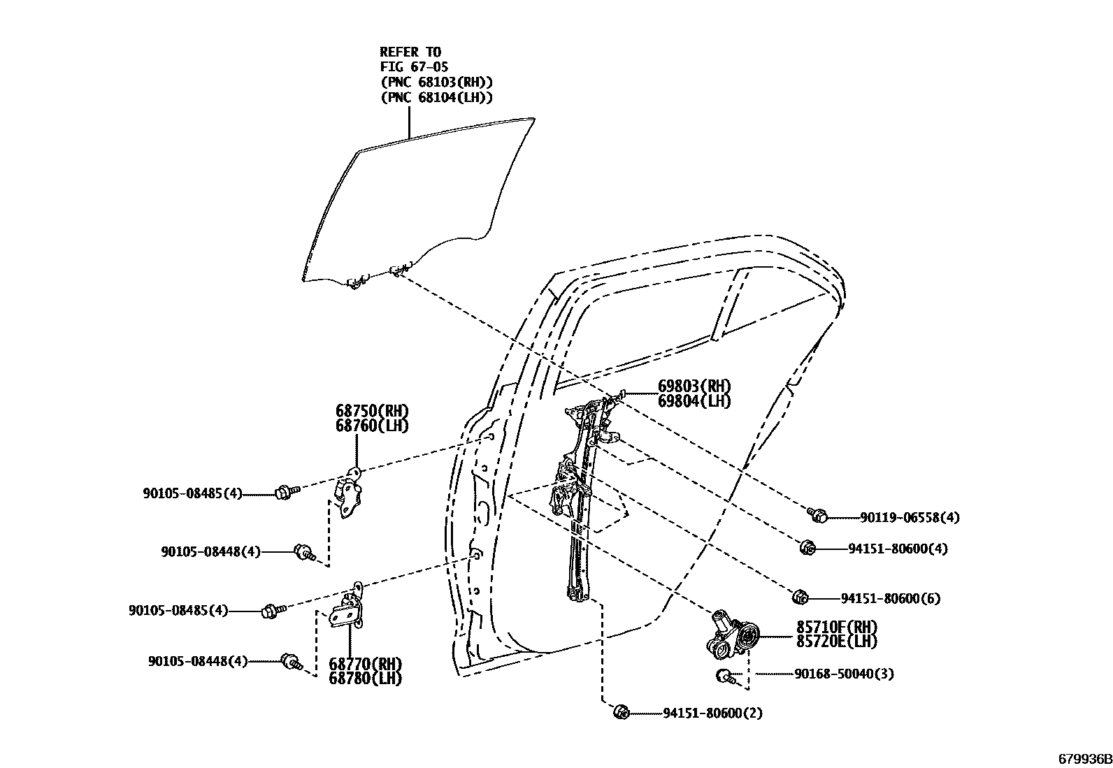 6707 — REAR DOOR WINDOW REGULATOR & HINGE