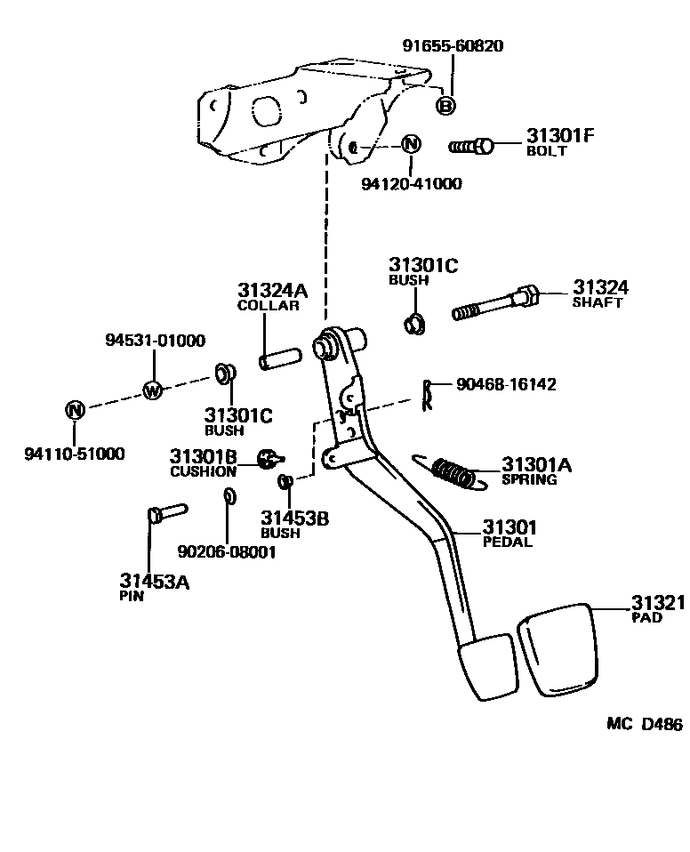 3102 — CLUTCH PEDAL & FLEXIBLE HOSE