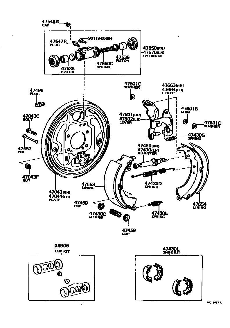4706 — REAR DRUM BRAKE WHEEL CYLINDER & BACKING PLATE