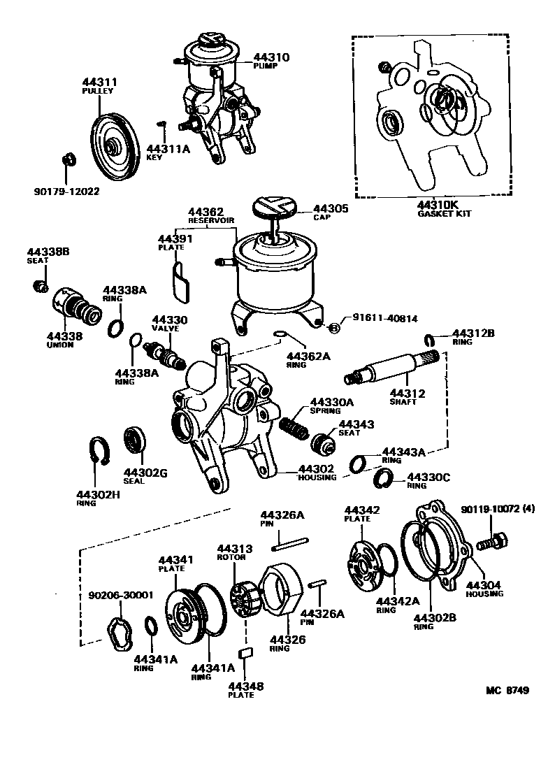 4502 — VANE PUMP & RESERVOIR (POWER STEERING)